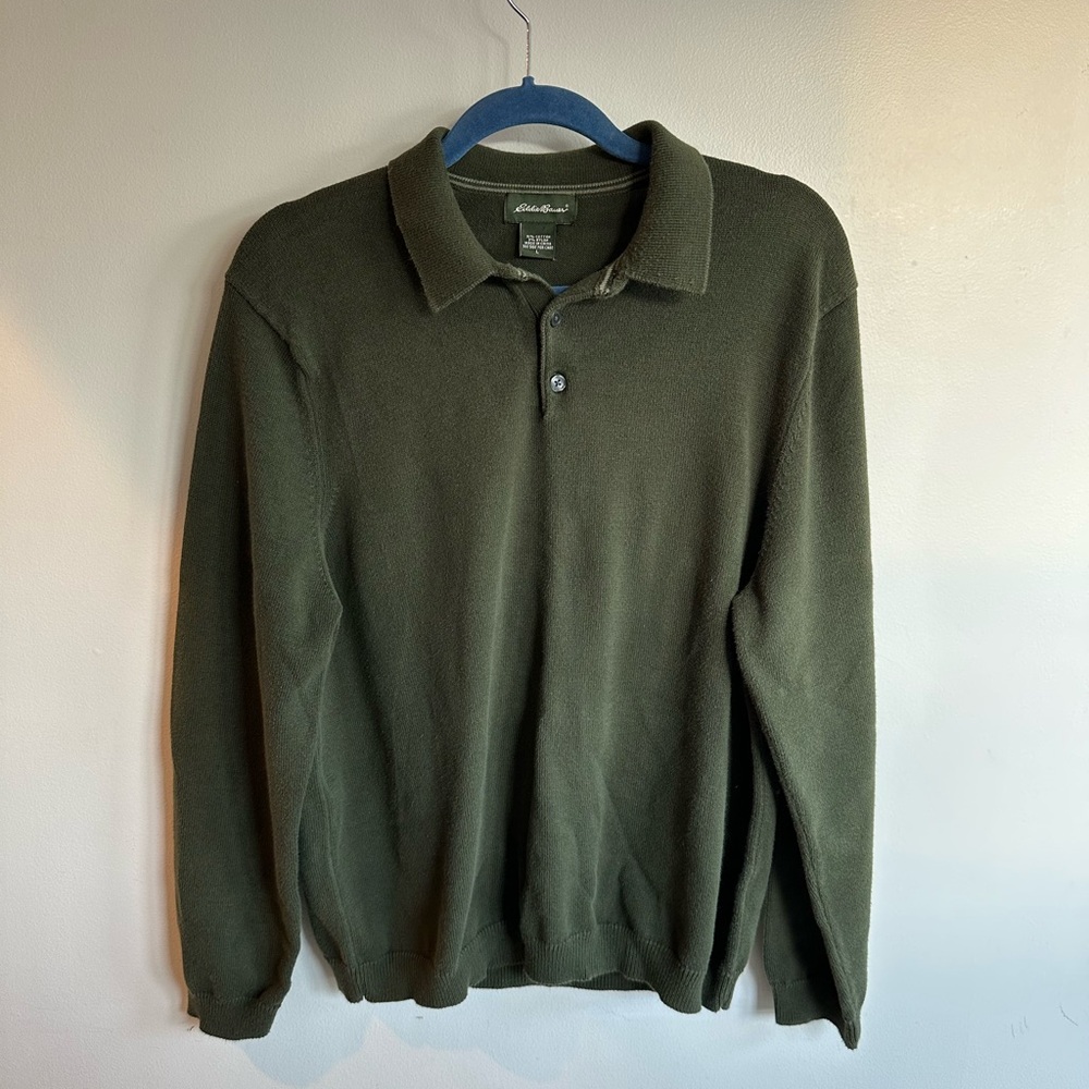 Eddie Bauer Green Men's Polo Sweater size L